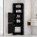 Modern Corner Cabinet, Tall Freestanding Storage Unit with Adjustable Shelves, Geometric Rhombus Design, Easy Assembly, Black Finish