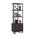 4-Tier Bookshelf with Drawers and Open Shelves 70.9 Inch Tall Storage Bookcase for Living Room Bedroom Office