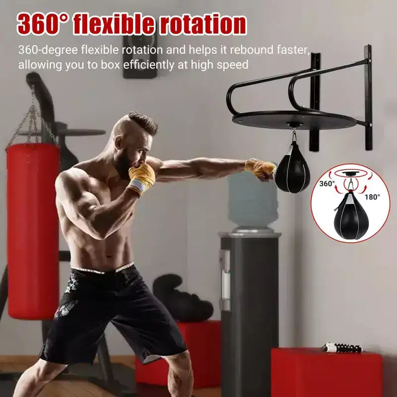 Plateforme de Speed Bag – Kit d'entraînement de boxe mural à hauteur réglable avec pivotement à 360°