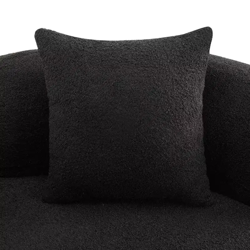 67 Inch Curved Loveseat Full Compression Sponge Sofa, Teddy Velvet Fabric, No-Assembly Compact Sofa for Small Spaces & Apartments