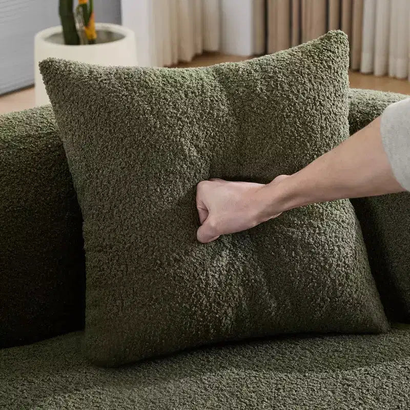 67 Inch Curved Loveseat Full Compression Sponge Sofa, Teddy Velvet Fabric, No-Assembly Compact Sofa for Small Spaces & Apartments