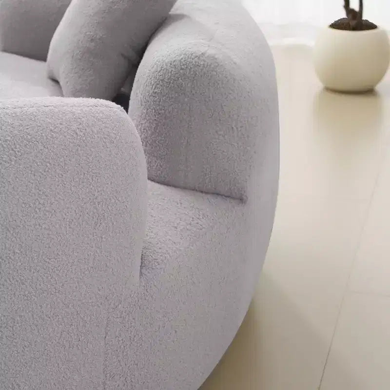 67 Inch Curved Loveseat Full Compression Sponge Sofa, Teddy Velvet Fabric, No-Assembly Compact Sofa for Small Spaces & Apartments