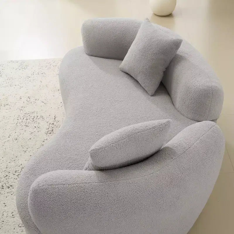 67 Inch Curved Loveseat Full Compression Sponge Sofa, Teddy Velvet Fabric, No-Assembly Compact Sofa for Small Spaces & Apartments