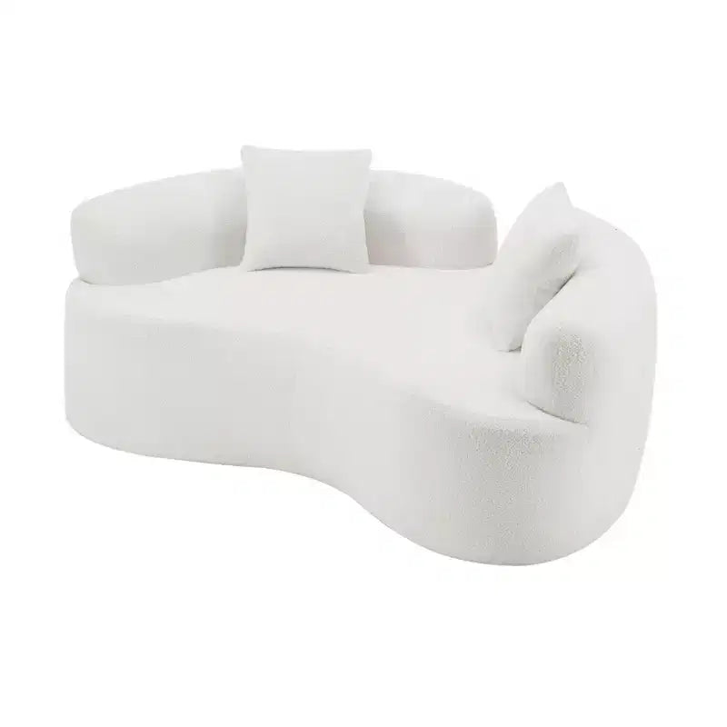67 Inch Curved Loveseat Full Compression Sponge Sofa, Teddy Velvet Fabric, No-Assembly Compact Sofa for Small Spaces & Apartments