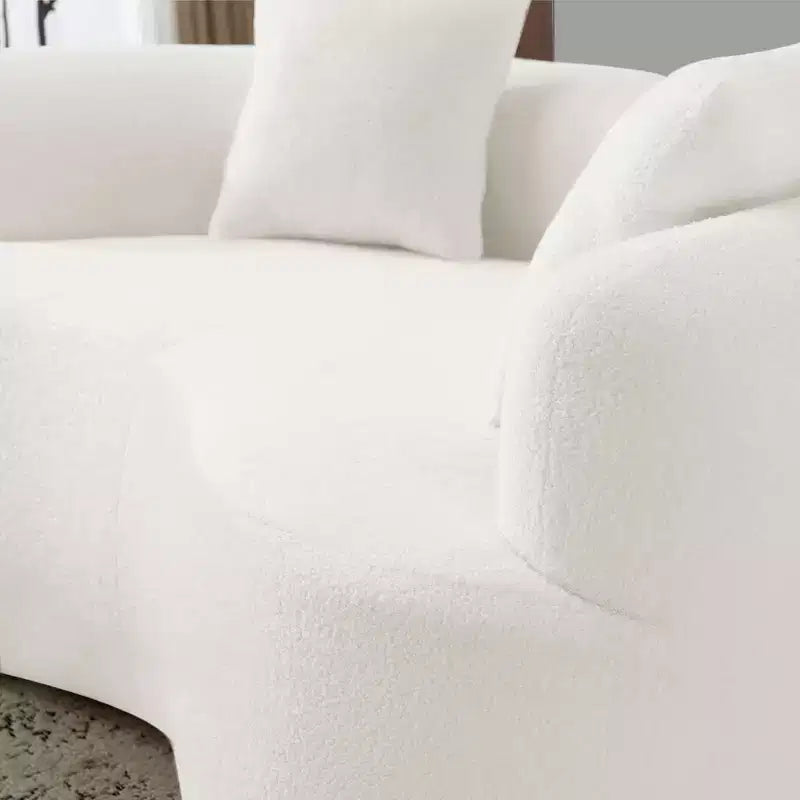 67 Inch Curved Loveseat Full Compression Sponge Sofa, Teddy Velvet Fabric, No-Assembly Compact Sofa for Small Spaces & Apartments