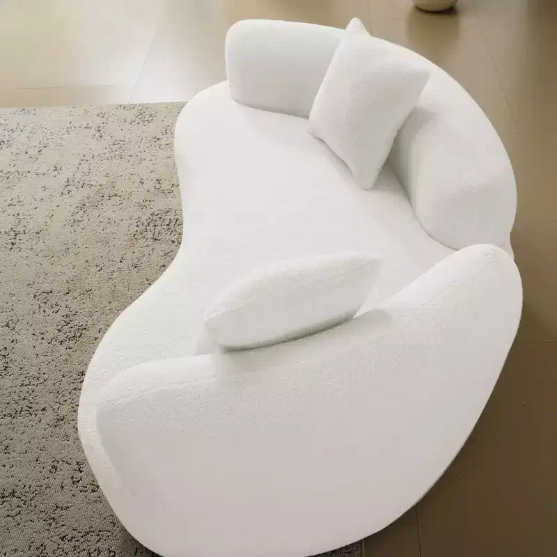 67 Inch Curved Loveseat Full Compression Sponge Sofa, Teddy Velvet Fabric, No-Assembly Compact Sofa for Small Spaces & Apartments
