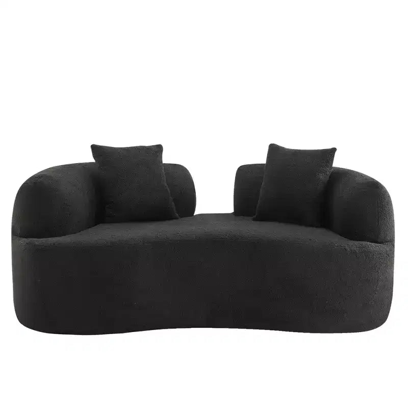 67 Inch Curved Loveseat Full Compression Sponge Sofa, Teddy Velvet Fabric, No-Assembly Compact Sofa for Small Spaces & Apartments
