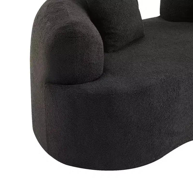 67 Inch Curved Loveseat Full Compression Sponge Sofa, Teddy Velvet Fabric, No-Assembly Compact Sofa for Small Spaces & Apartments