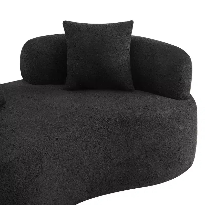 67 Inch Curved Loveseat Full Compression Sponge Sofa, Teddy Velvet Fabric, No-Assembly Compact Sofa for Small Spaces & Apartments