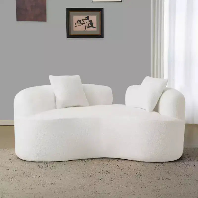 67 Inch Curved Loveseat Full Compression Sponge Sofa, Teddy Velvet Fabric, No-Assembly Compact Sofa for Small Spaces & Apartments