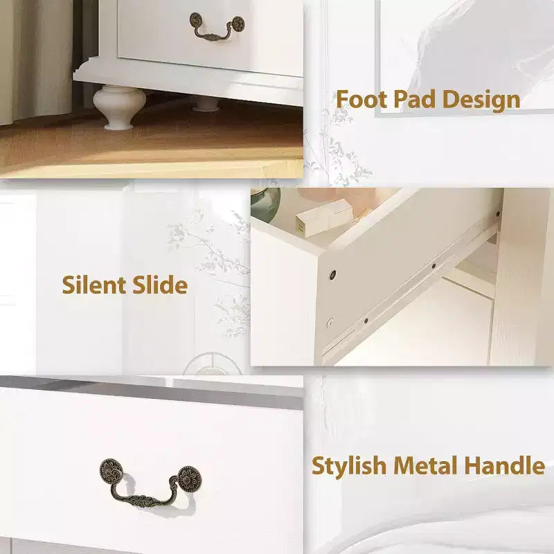 9-Drawer Farmhouse Dresser - Rustic Storage Chest with Metal Handles for Bedroom & Living Room