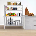 Stainless Steel Work Table with 2 Shelves, 30x24 In Commercial Food Prep Table, Metal Kitchen Prep Table with Adjustable Shelf Hooks for Restaurant