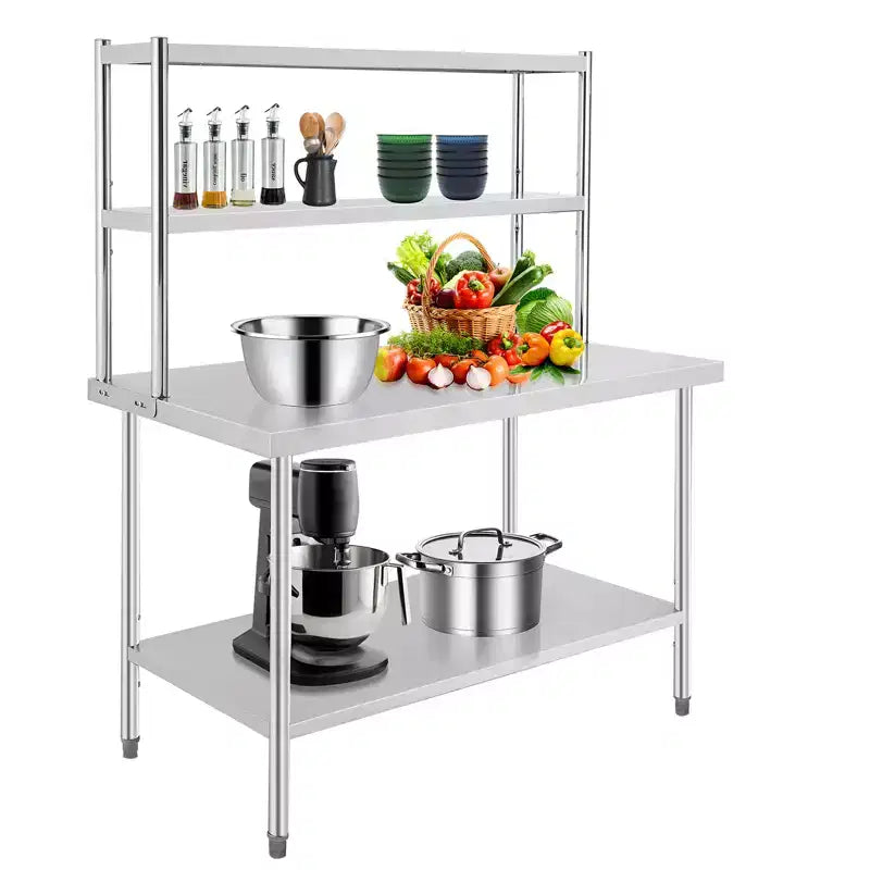 30x24'' Stainless Steel Commercial Food Prep Table with 2 Adjustable Shelves