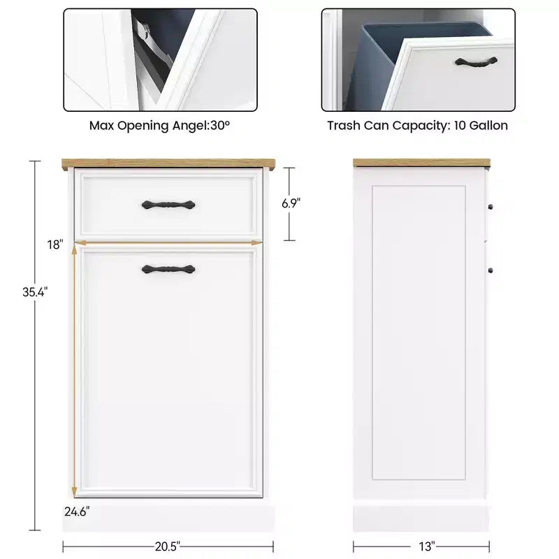Tilt-Out Trash Cabinet – 20/40 Gallon Pet-Proof Garbage Can Holder for Kitchen & Living Room