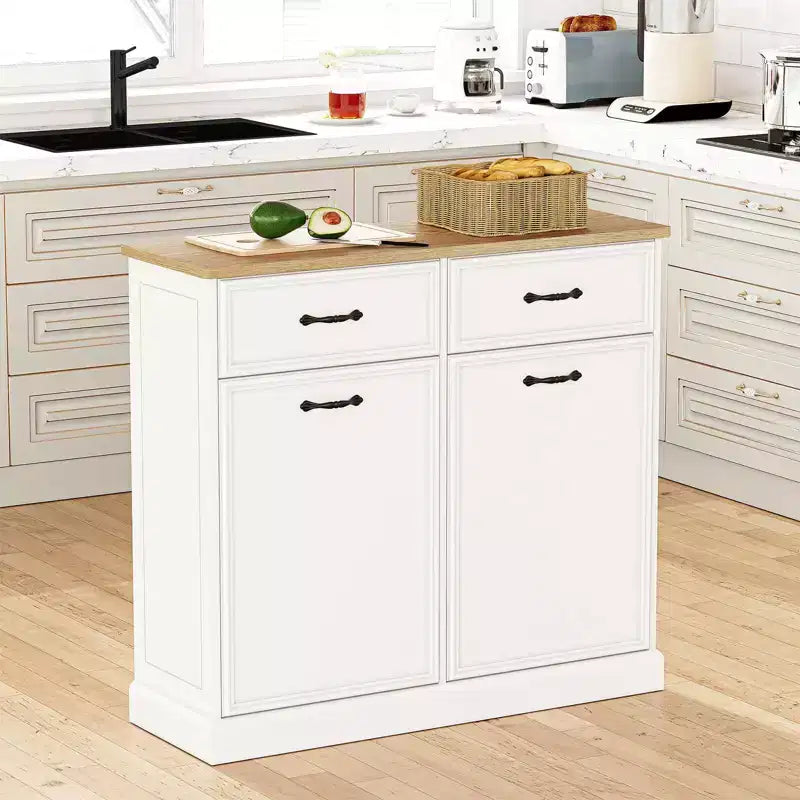 Tilt-Out Trash Cabinet – 20/40 Gallon Pet-Proof Garbage Can Holder for Kitchen & Living Room