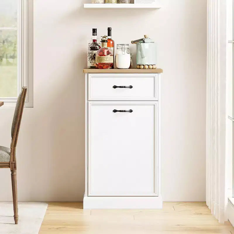 Tilt-Out Trash Cabinet – 20/40 Gallon Pet-Proof Garbage Can Holder for Kitchen & Living Room