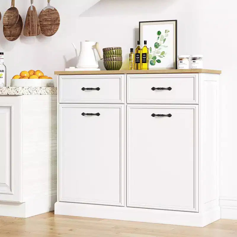 Trash Cabinet Tilt Out, Trash Can Cabinet, 20/40 Gallon Storage Holder, Freestanding Pet-Proof Garbage Can Cabinet for Kitchen, Dining Living Room