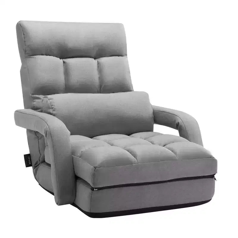 VEVOR Floor Chair, Floor Gaming Chair with 5 Adjustable Position and Back Support,Folding Sofa Chair with Armrest for Adults, Sofa Lounger Bed, Gray
