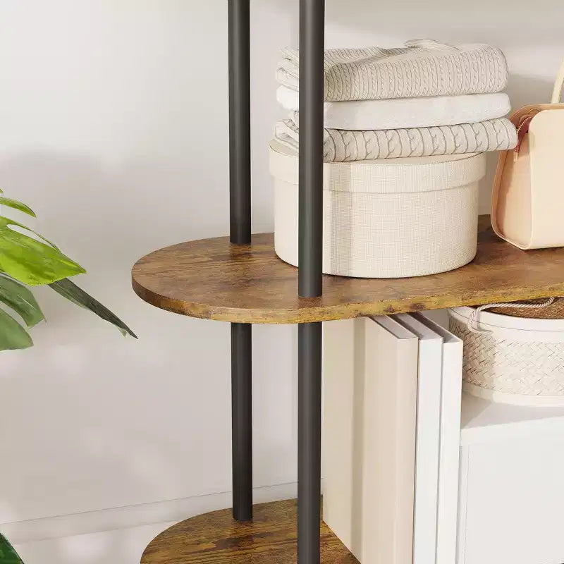5-Tier Industrial Bookshelf  71 Tall Metal Arch Bookcase with Adjustable Open Shelves, Sturdy Storage for Living Room & Home Office