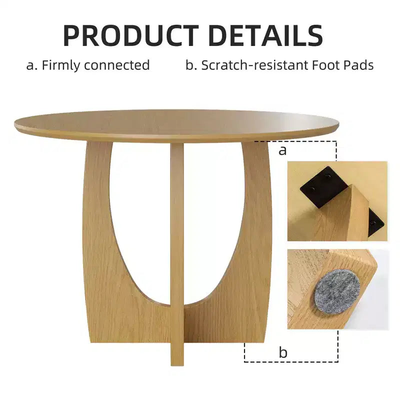 Table de salle à manger de ferme ronde en bois massif de 59 po avec pieds croisés arqués – Naturel