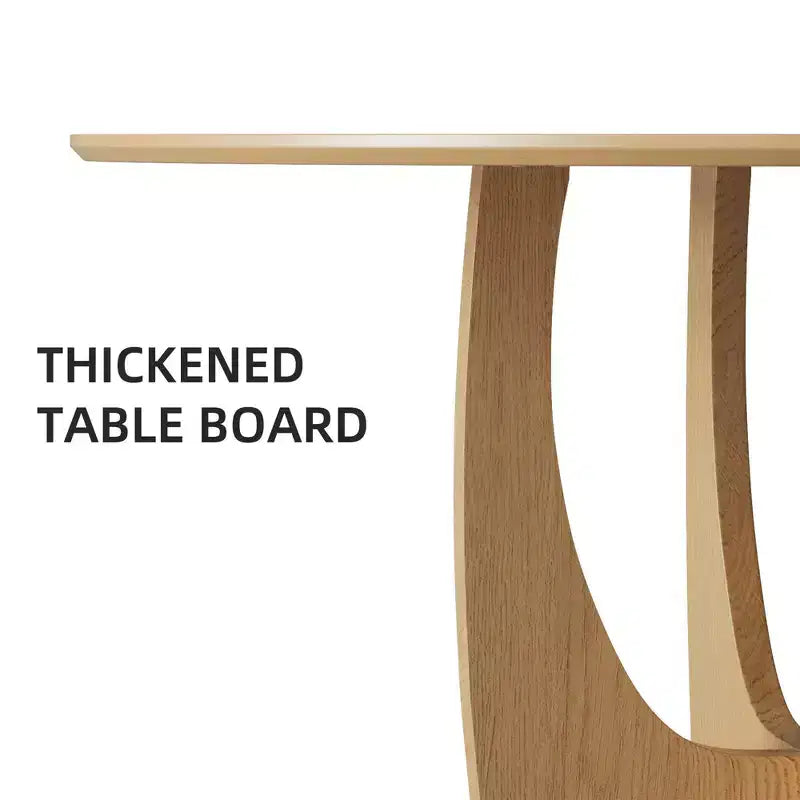 Table de salle à manger de ferme ronde en bois massif de 59 po avec pieds croisés arqués – Naturel