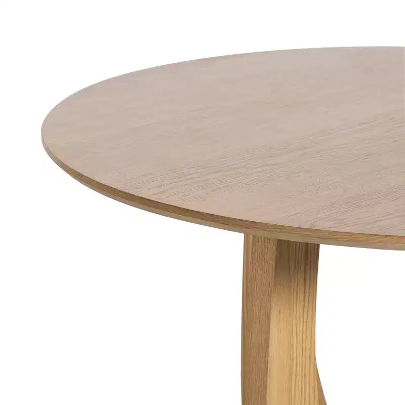 Table de salle à manger de ferme ronde en bois massif de 59 po avec pieds croisés arqués – Naturel