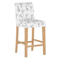 Skyline Furniture Hendrix Patterned Barstool Contoured Tulips: Rubberwood Frame, Cotton Upholstery, Fixed Height