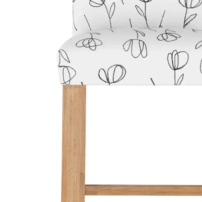 Tabouret de bar Hendrix à motifs – Assise tulipe profilée, Piètement en hévéa, Rembourrage en coton