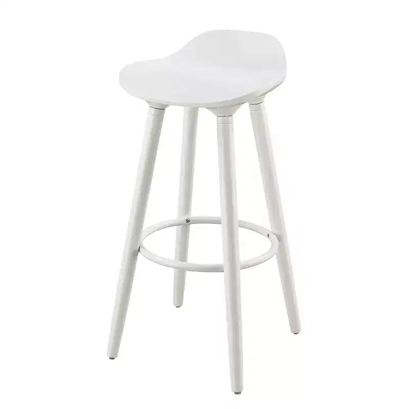 Tabourets de bar modernes à dossier bas – Blanc, pieds en bois, capacité de 120 kg, lot de 2