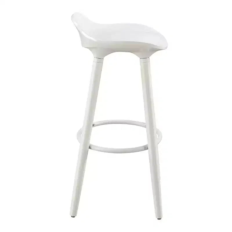Tabourets de bar modernes à dossier bas – Blanc, pieds en bois, capacité de 120 kg, lot de 2