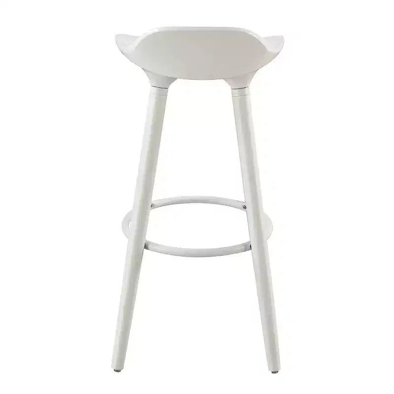 Tabourets de bar modernes à dossier bas – Blanc, pieds en bois, capacité de 120 kg, lot de 2