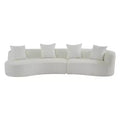 Christopher Knight Home Josiah 12 6" Modern Boucle Upholstered 5 Seater Curved Sectional Sofa with Pillows Beige