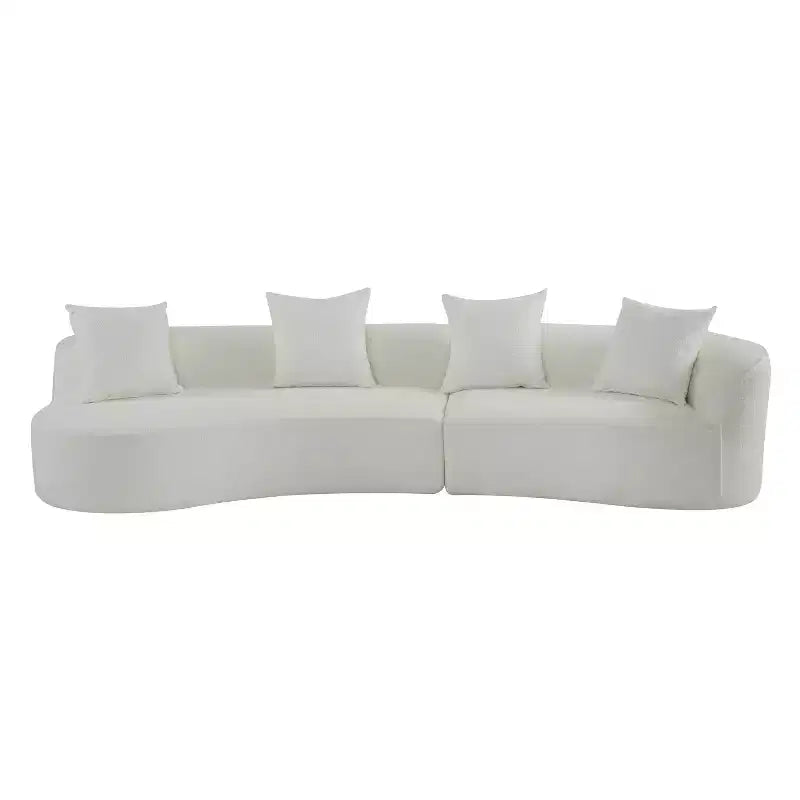 Christopher Knight Home Josiah 12 6" Modern Boucle Upholstered 5 Seater Curved Sectional Sofa with Pillows Beige