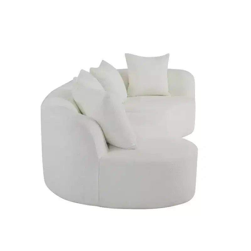 Josiah 126'' Modern Boucle 5-Seater Curved Sectional Sofa with Pillows – Beige