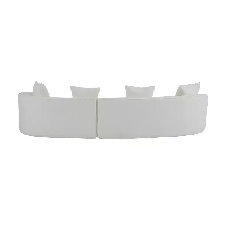Josiah 126'' Modern Boucle 5-Seater Curved Sectional Sofa with Pillows – Beige