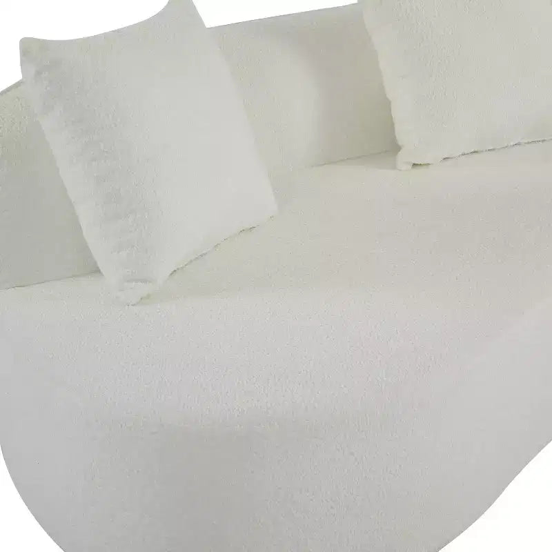 Josiah 126'' Modern Boucle 5-Seater Curved Sectional Sofa with Pillows – Beige