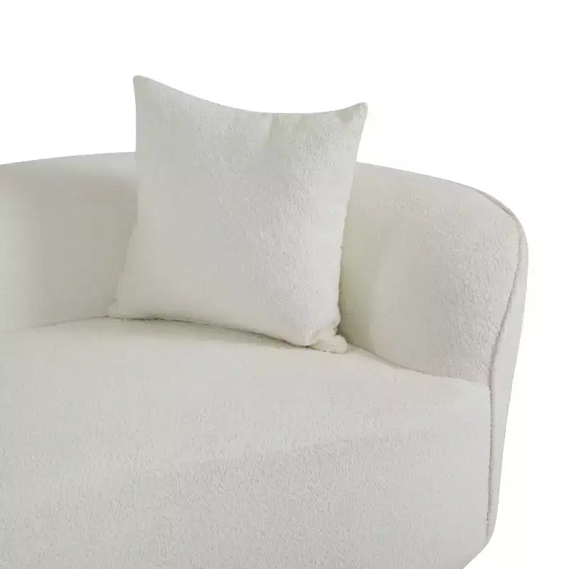 Josiah 126'' Modern Boucle 5-Seater Curved Sectional Sofa with Pillows – Beige