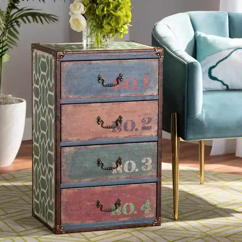 Commode de rangement 4 tiroirs en bois – Organisateur pour chambre et salon