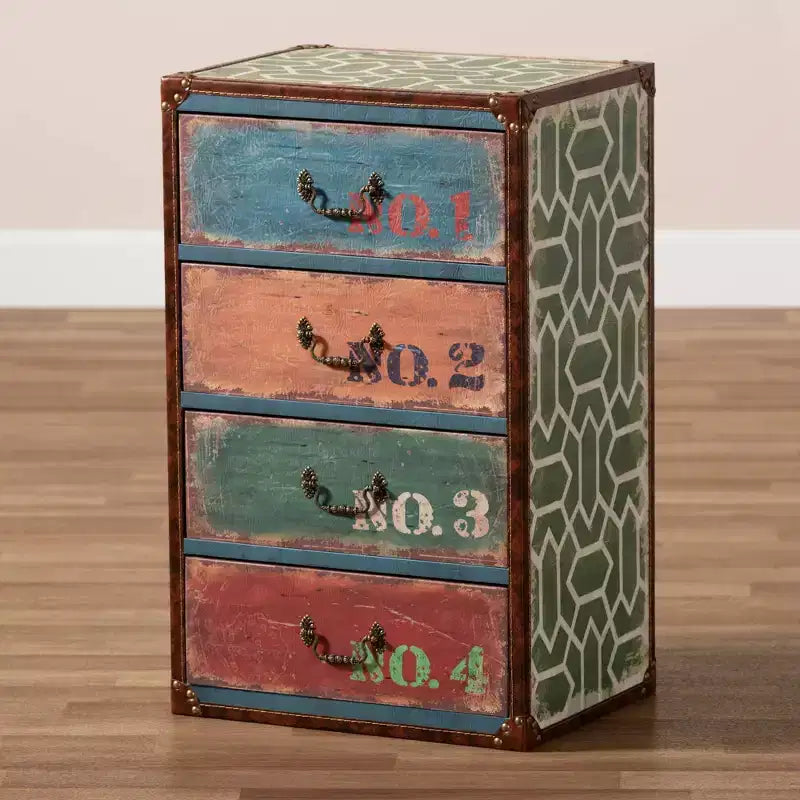 Commode de rangement 4 tiroirs en bois – Organisateur pour chambre et salon