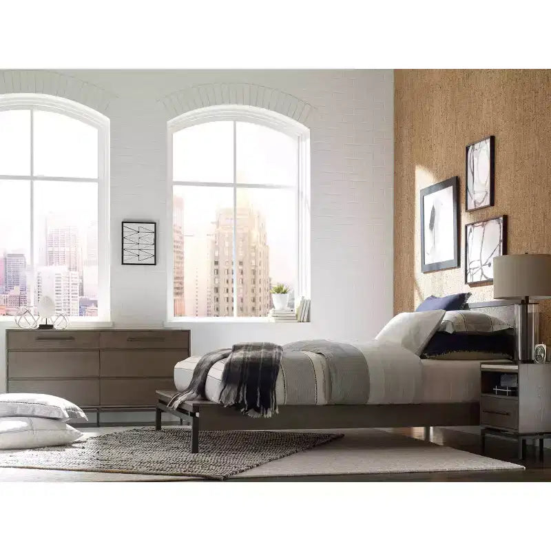Ashton Marble Top Nightstand – Gray Bedside Table with Storage