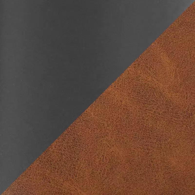 Banc rembourré Daniella – Structure en acier noir avec assise en cuir PU couleur camel