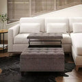 36" Elliot Coffee Table Storage Ottoman Faux Leather Mink Brown - WyndenHall: Tufted, Lift Top Bench