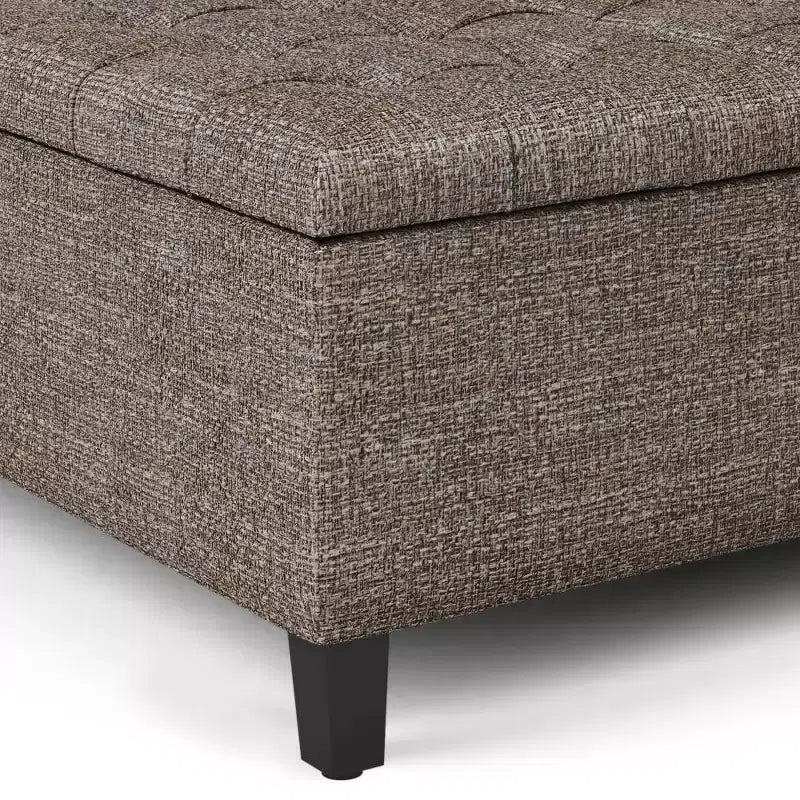 36'' Elliot Tufted Faux Leather Storage Ottoman with Lift Top – Mink Brown
