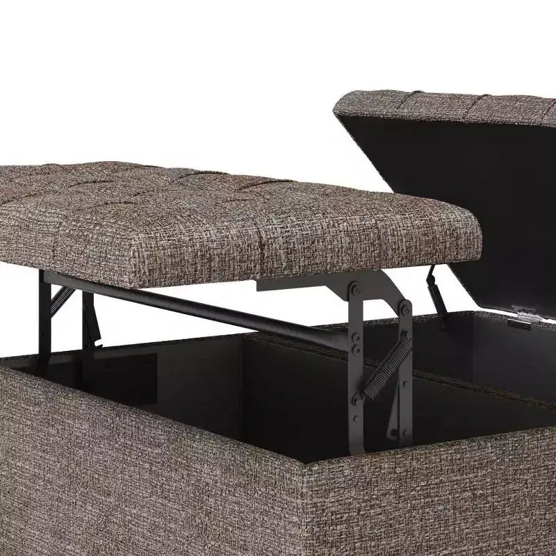 36'' Elliot Tufted Faux Leather Storage Ottoman with Lift Top – Mink Brown