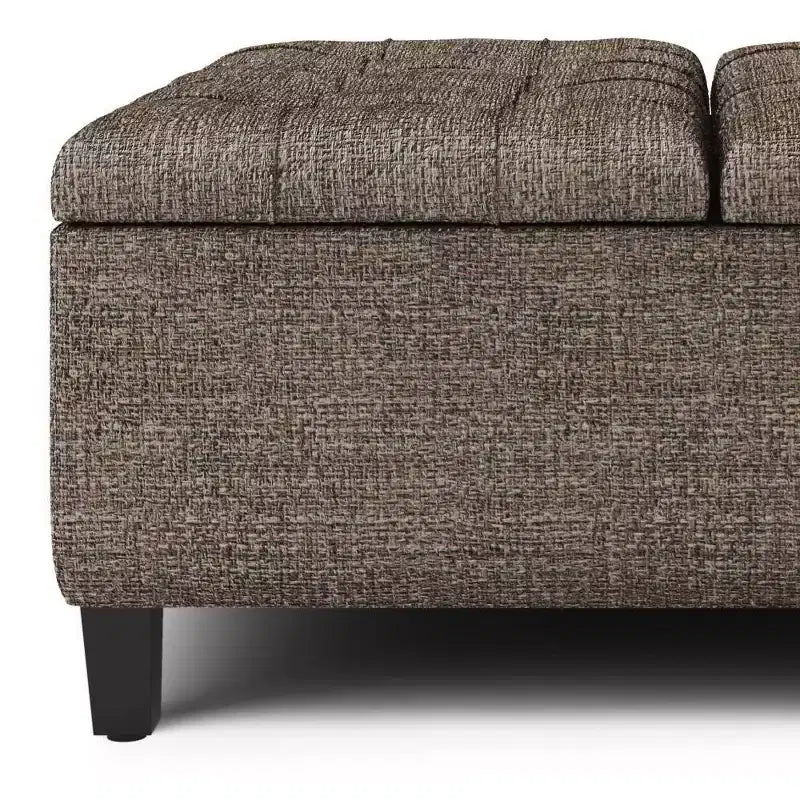 36'' Elliot Tufted Faux Leather Storage Ottoman with Lift Top – Mink Brown