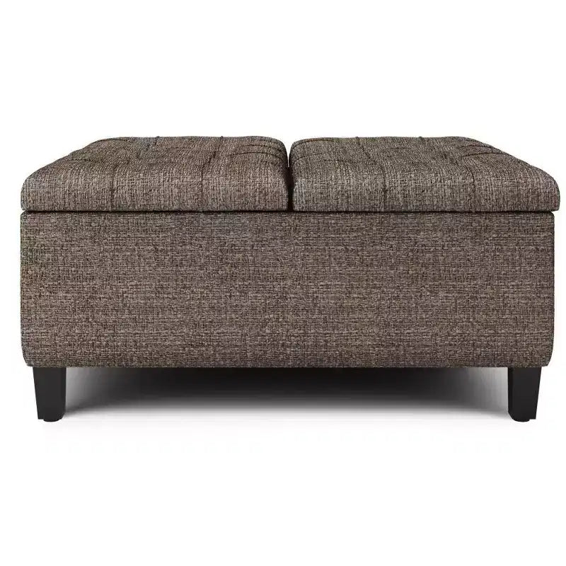 36'' Elliot Tufted Faux Leather Storage Ottoman with Lift Top – Mink Brown