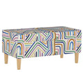 Skyline Furniture Storage Bench Rainbow Strokes Ochre: Upholstered Ottoman with Pine Frame, 250lb Capacity