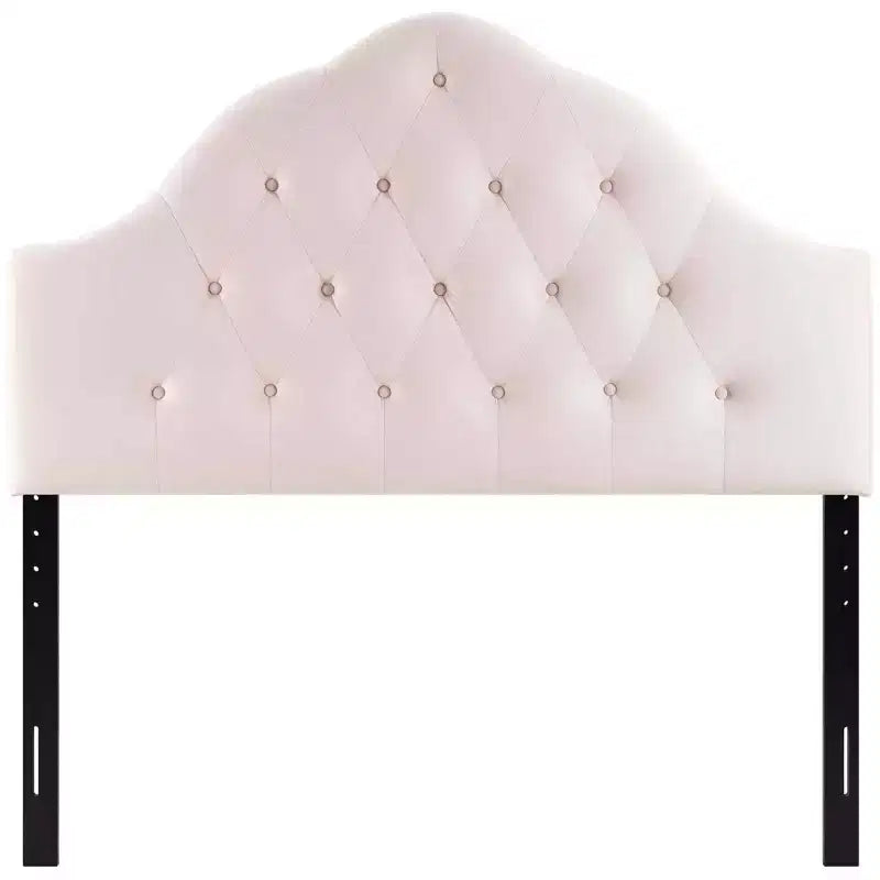 Full Size Diamond Tufted Performance Velvet Headboard – Pink, Adjustable Height