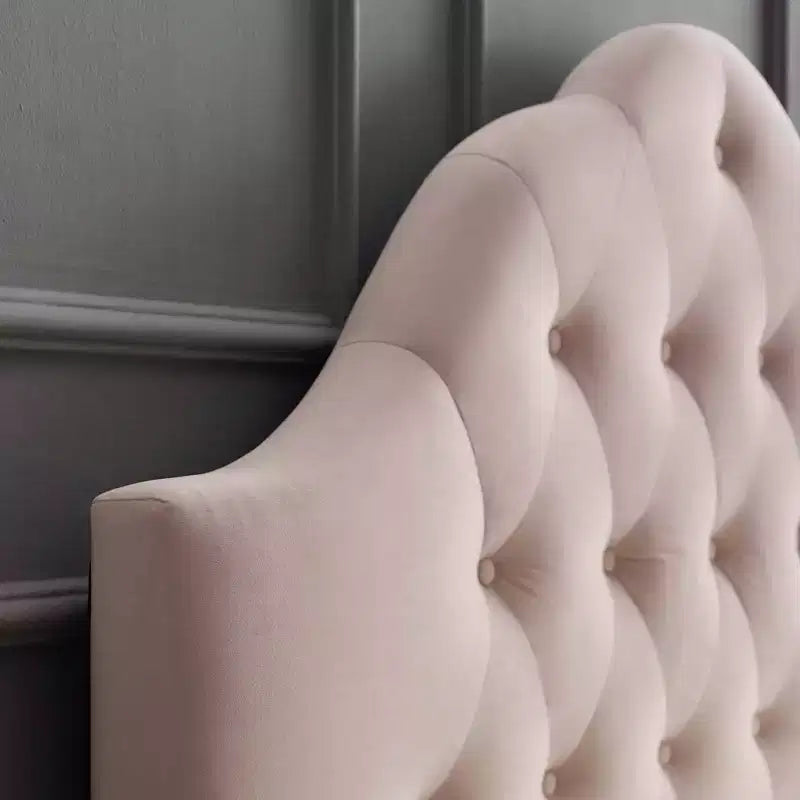 Full Size Diamond Tufted Performance Velvet Headboard – Pink, Adjustable Height