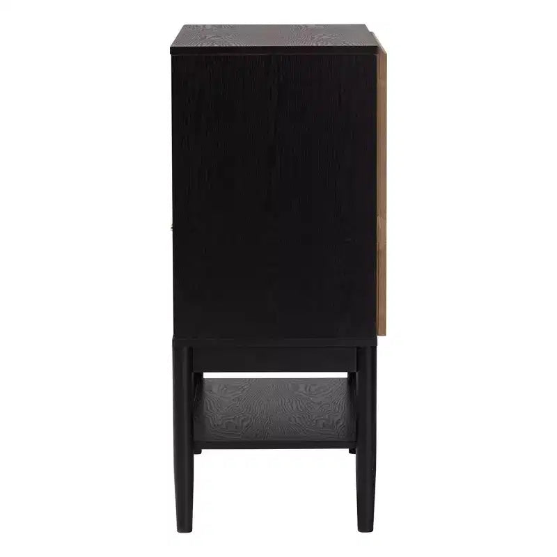 Commode de rangement en tissu et bois à 3 tiroirs – Beige et noir